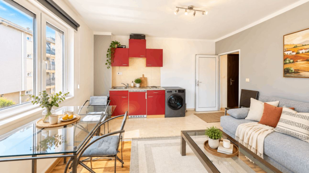 Rawda – przytulny apartament z jedną sypialnią z niską opłatą za utrzymanie, tylko 500 metrów od morza