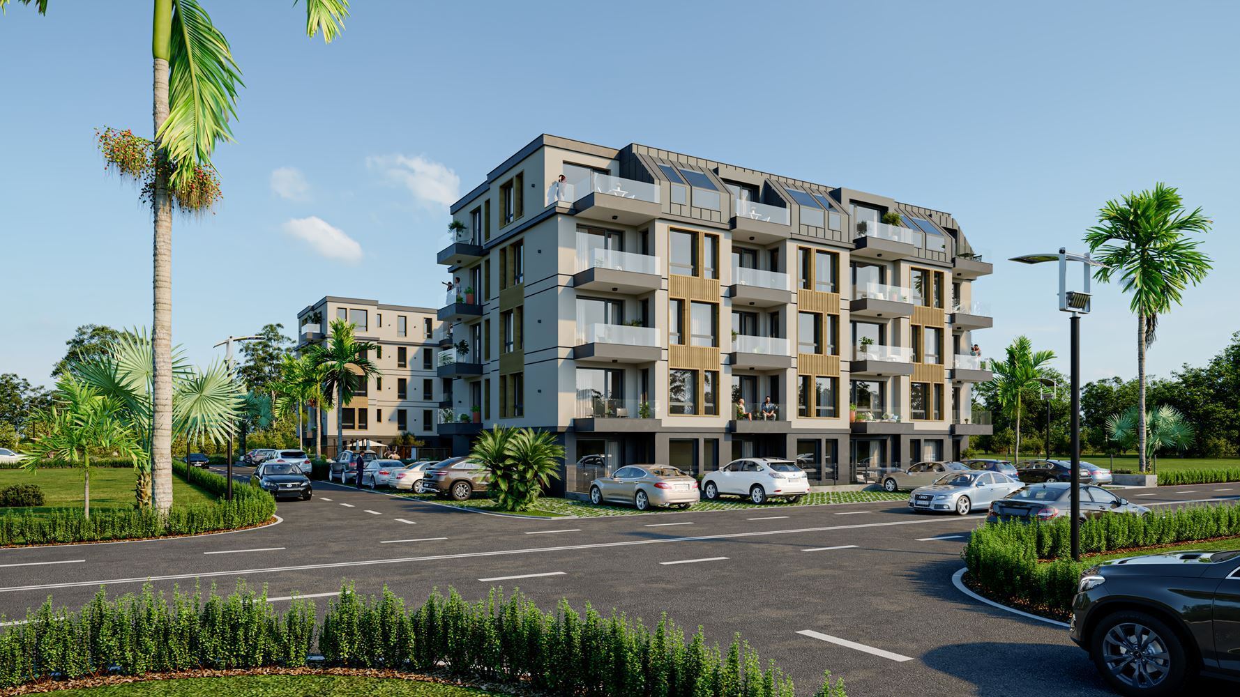 Nowy apartament z jedną sypialnią w stylowym kompleksie z basenem, 500 m od plaży w Rawdzie