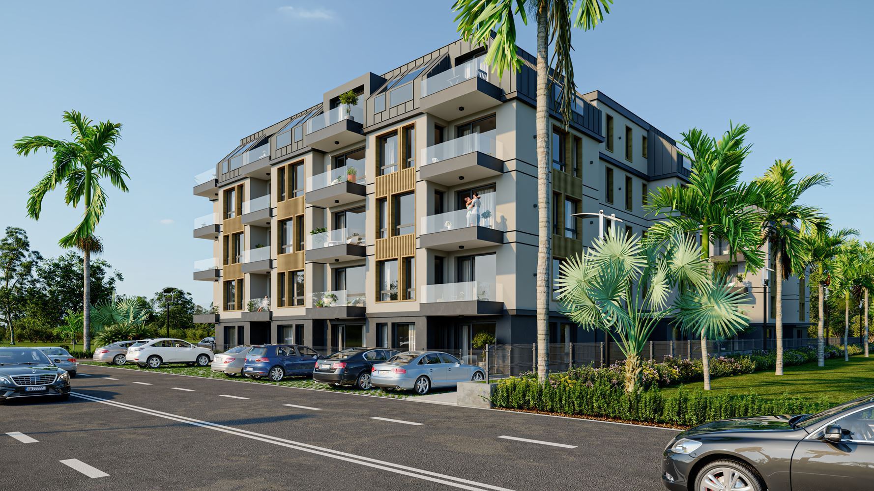 Nowy apartament z jedną sypialnią w stylowym kompleksie z basenem, 500 m od plaży w Rawdzie