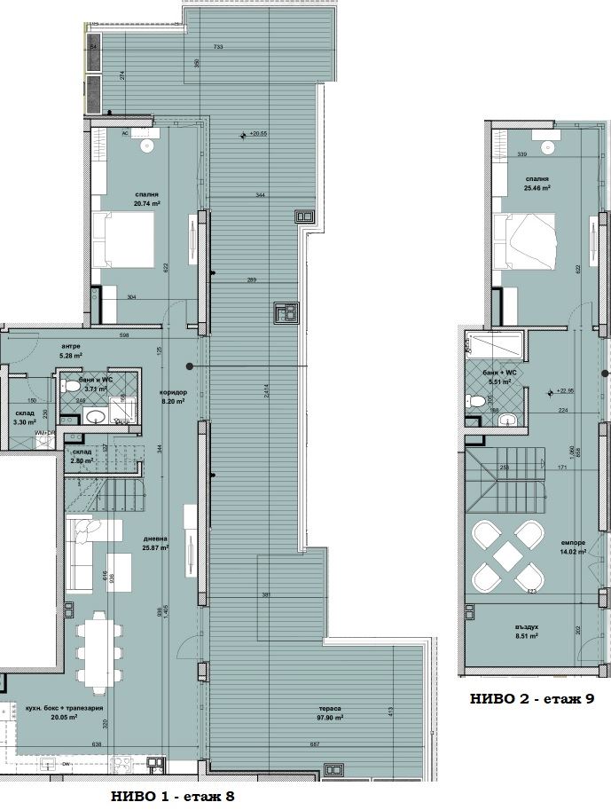 Ekskluzywny apartament dwupoziomowy z 2 sypialniami i panoramicznym tarasem w nowym budynku w dzielnicy Slaveykov, Burgas – przestrzeń, luksus i prestiż