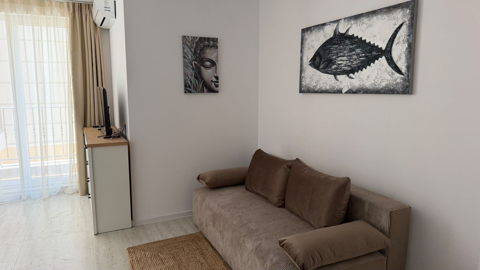 Piękne, przestronne studio z widokiem na morze, 100 m od plaży w Świętym Własie