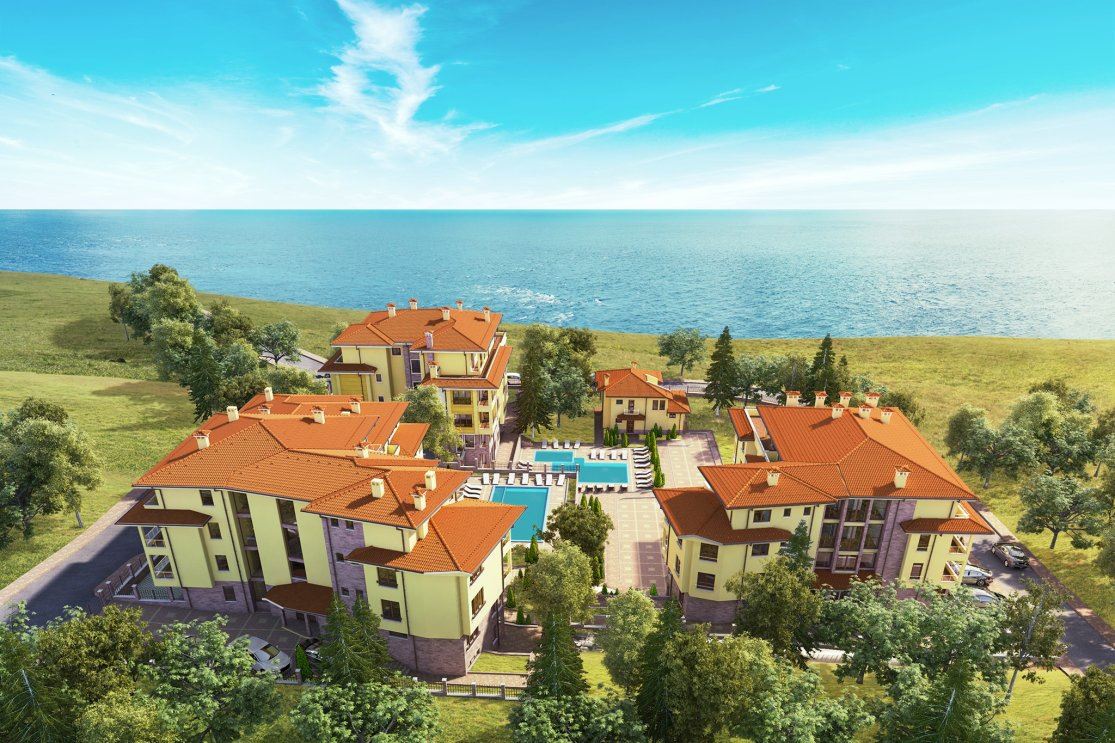 Umeblowany apartament z jedną sypialnią na pierwszej linii brzegowej z widokiem na morze w mieście Byala