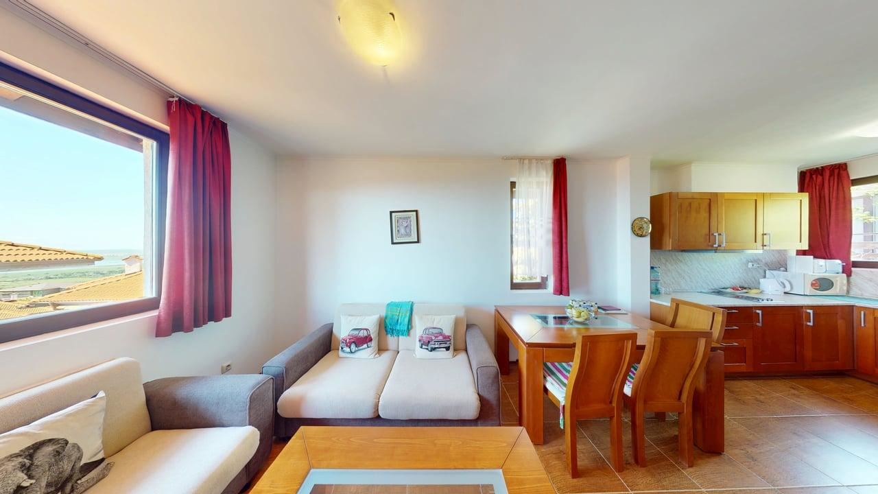 Przestronny apartament z jedną sypialnią i widokiem na morze w okolicach Słonecznego Brzegu