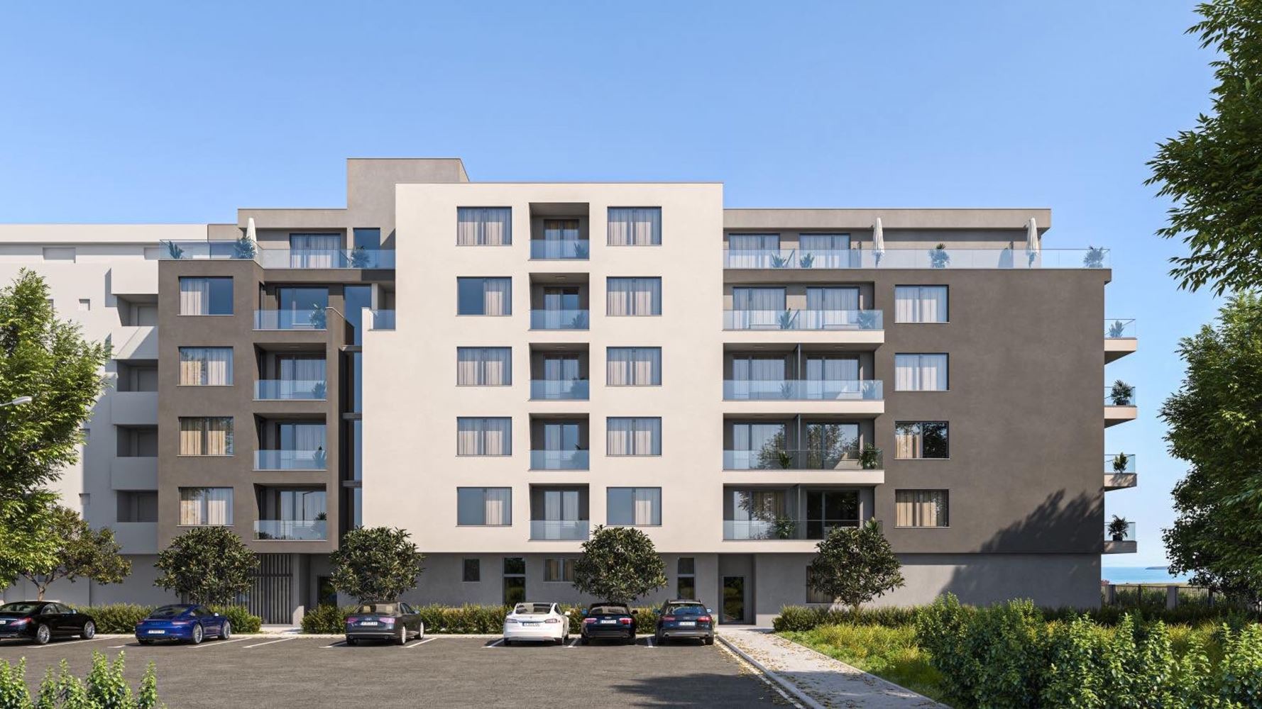 Mieszkanie dwupokojowe w pierwszej linii brzegowej w Pomorie – nowoczesna architektura, panoramiczne widoki na morze i doskonała lokalizacja!