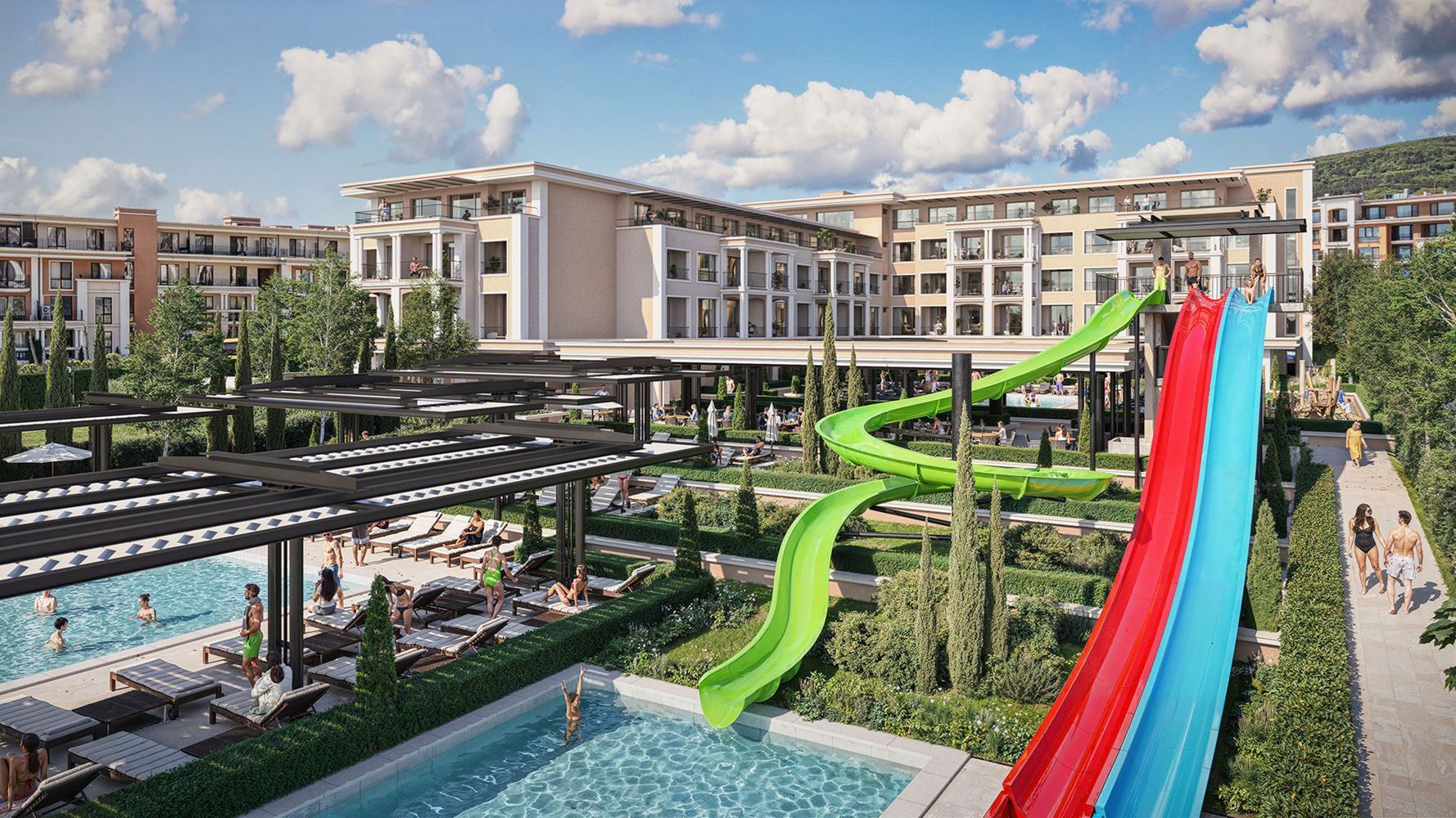 Apartament dwupokojowy z panoramicznym widokiem na morze w nowym kompleksie premium w pierwszej linii brzegowej w Sveti Vlas