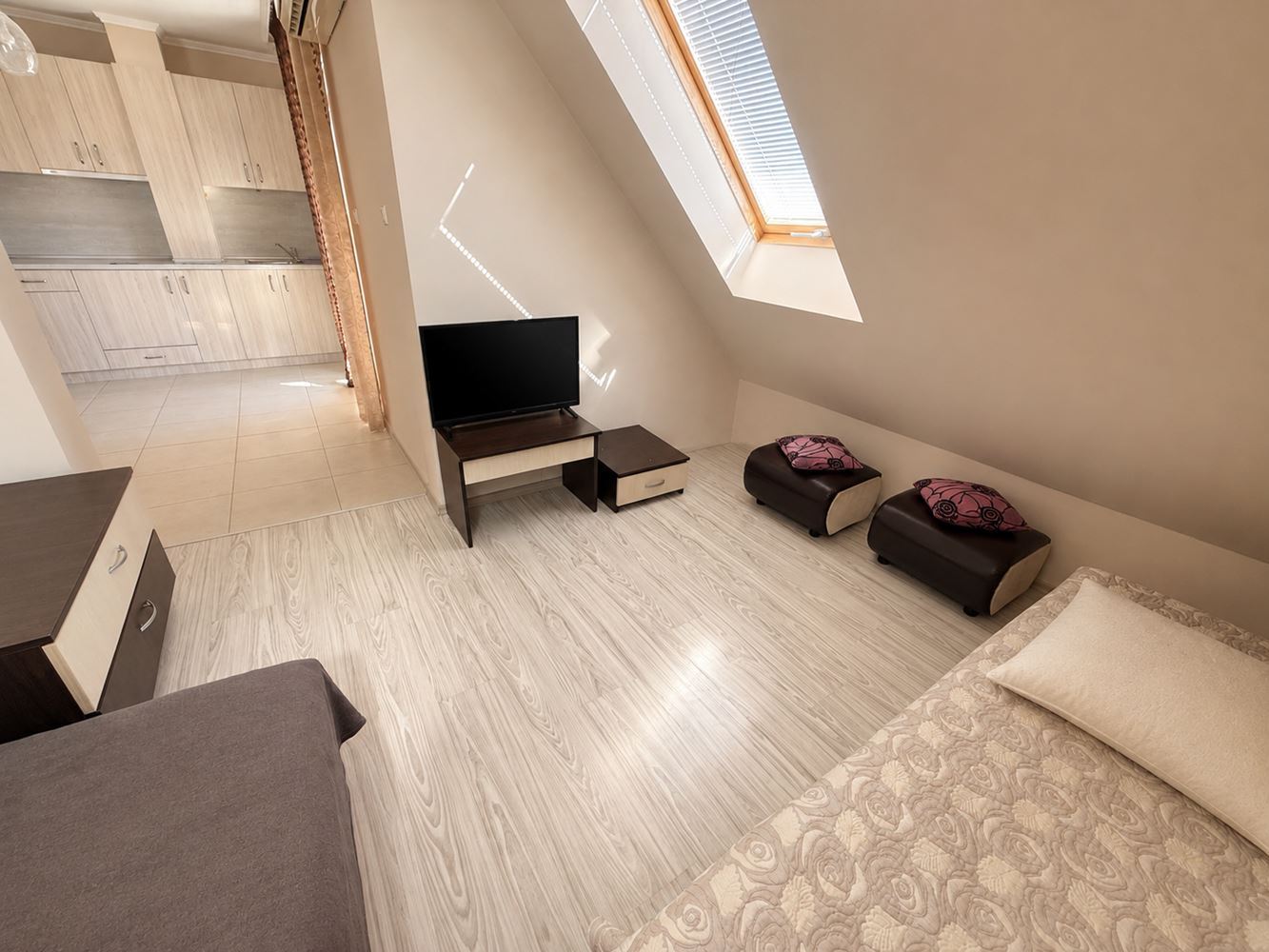 Apartament z dwiema sypialniami i dwoma tarasami w spokojnym kompleksie w Słonecznym Brzegu