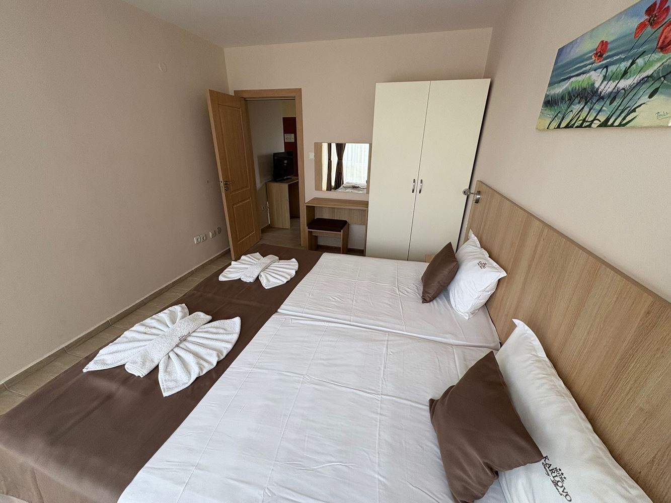 Apartament z dwiema sypialniami 300 metrów od plaży w centrum Słonecznego Brzegu