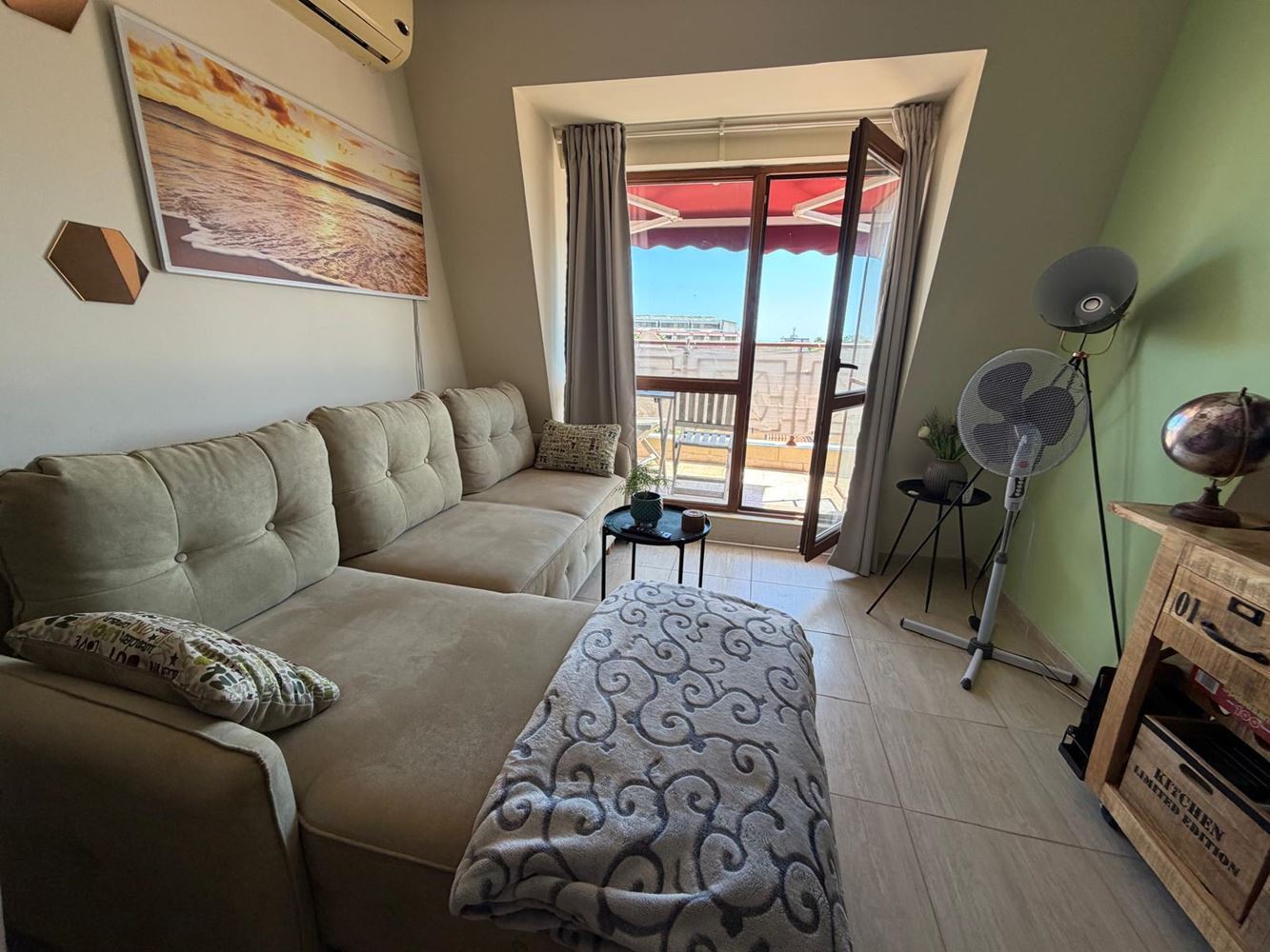 Apartament z jedną sypialnią z widokiem na morze w zamkniętym kompleksie w Słonecznym Brzegu – gotowy do użytku