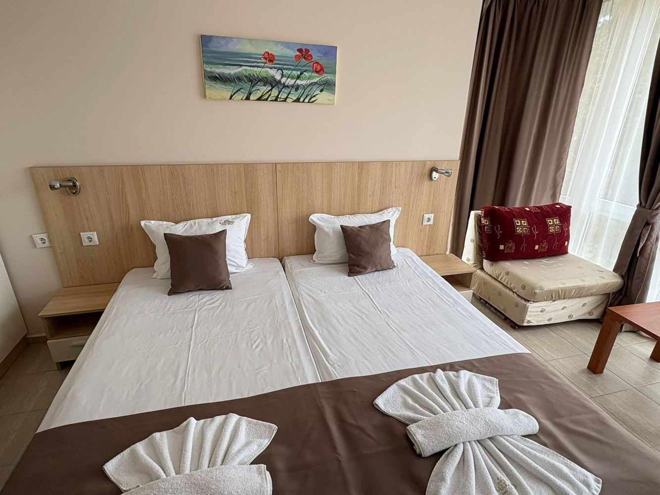Apartament z dwiema sypialniami 300 metrów od plaży w centrum Słonecznego Brzegu