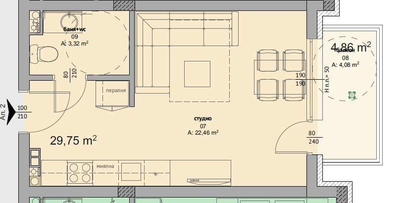 Przestronne i jasne studio w nowym kompleksie – 500 m od morza