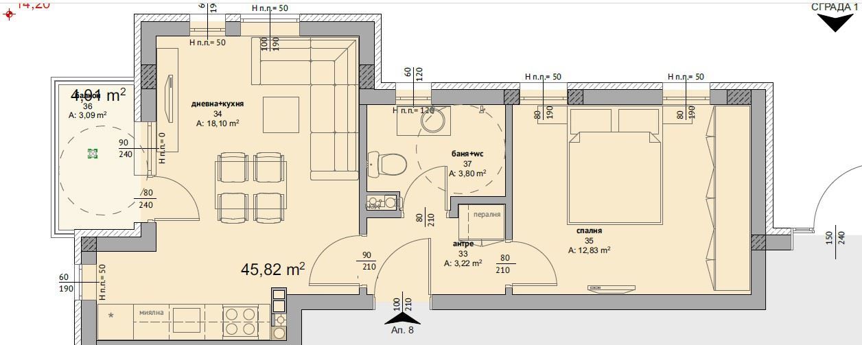 Nowy apartament z jedną sypialnią w stylowym kompleksie z basenem, 500 m od plaży w Rawdzie