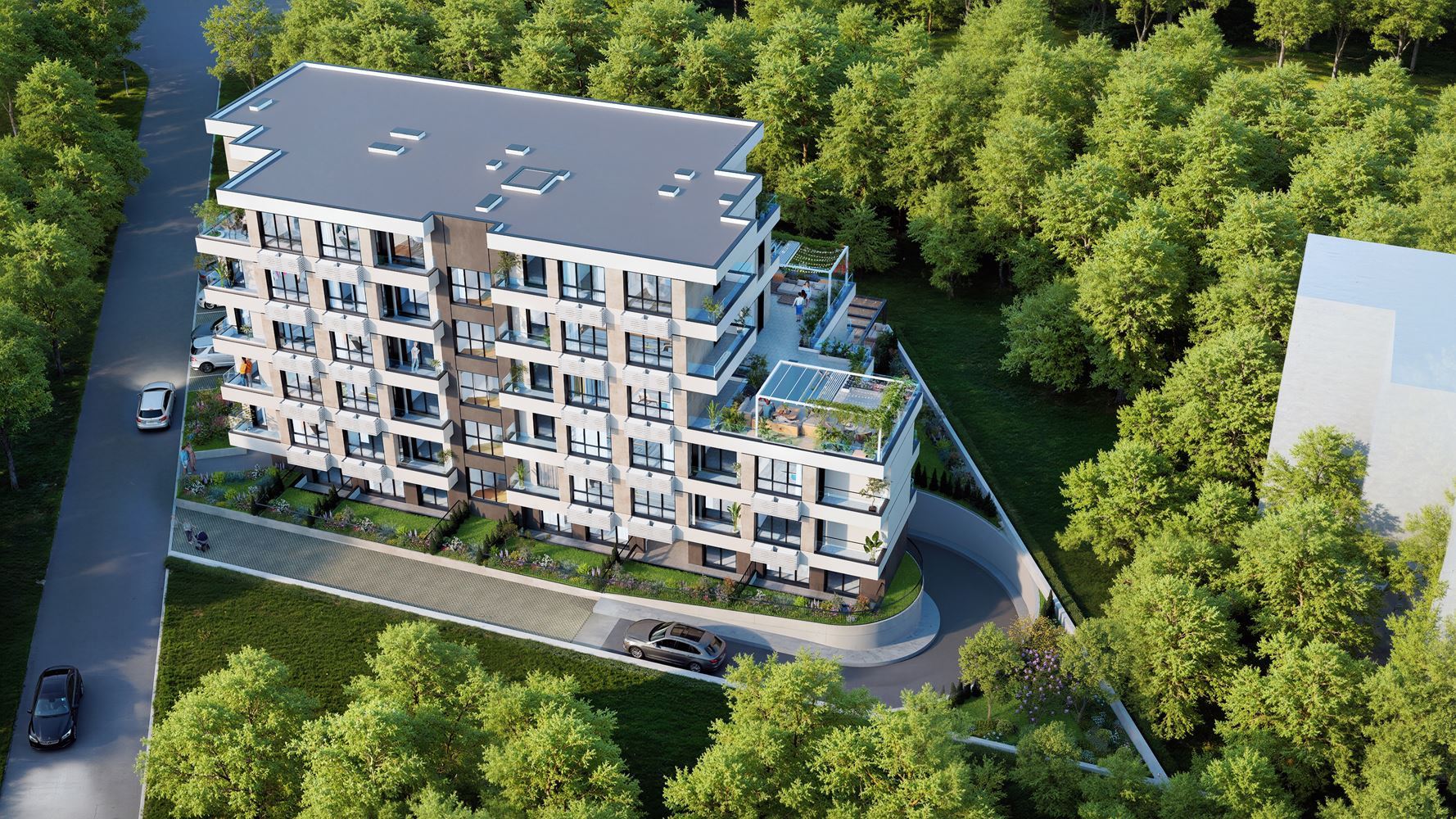 Apartament z jedną sypialnią i własnym małym ogródkiem w nowoczesnym, nowym kompleksie w Słonecznym Brzegu