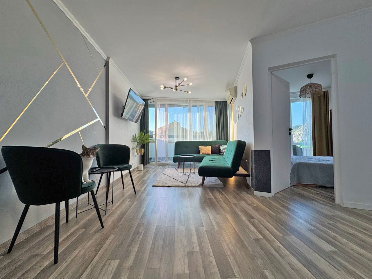 Apartament z nowoczesnym wyposażeniem i dużym tarasem 200 m od plaży w Słonecznym Brzegu