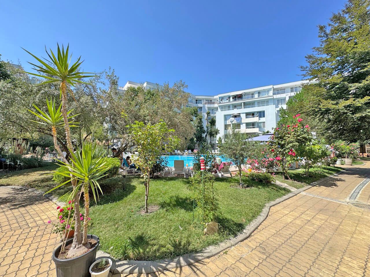 Apartament z jedną sypialnią z widokiem na basen, 100 m od plaży w Słonecznym Brzegu