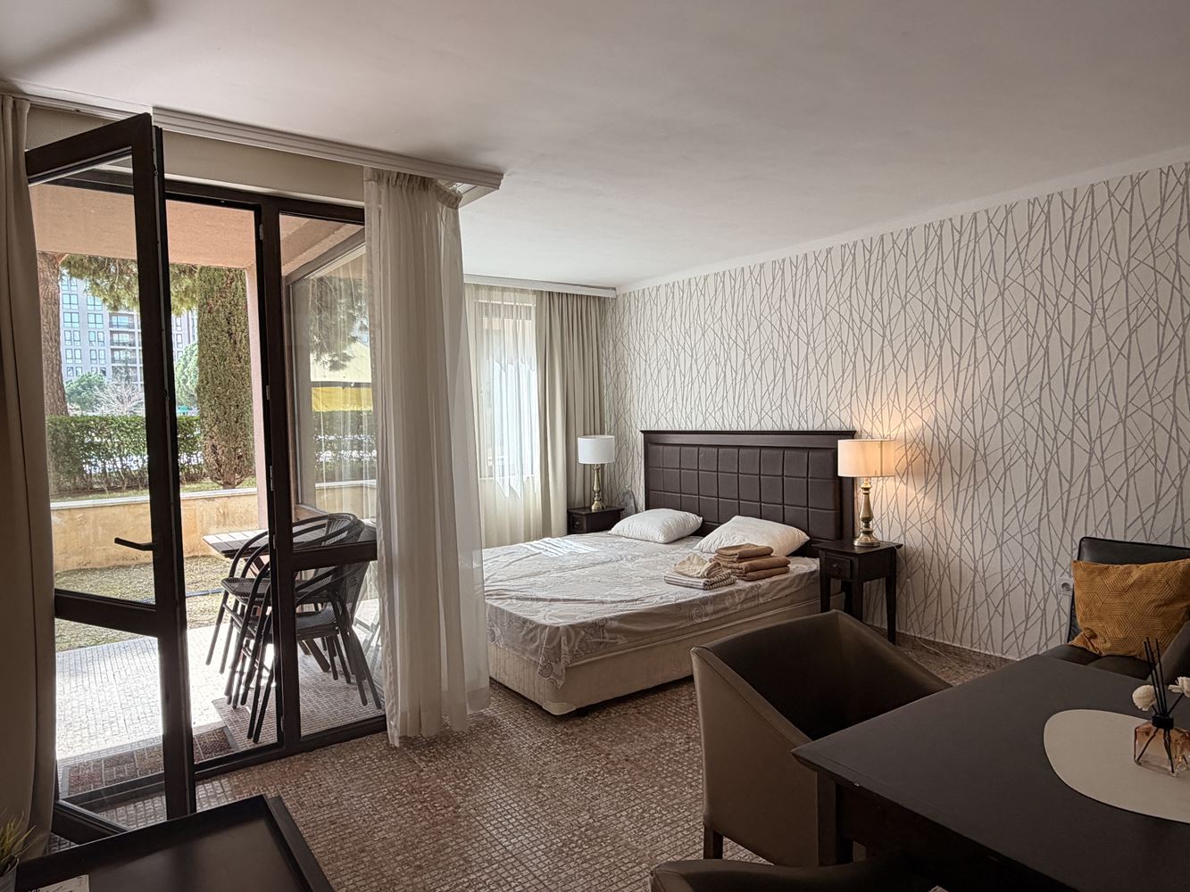 Ekskluzywne studio z ogrodem i bezpośrednim dostępem do basenu – 100 m od morza w Słonecznym Brzegu