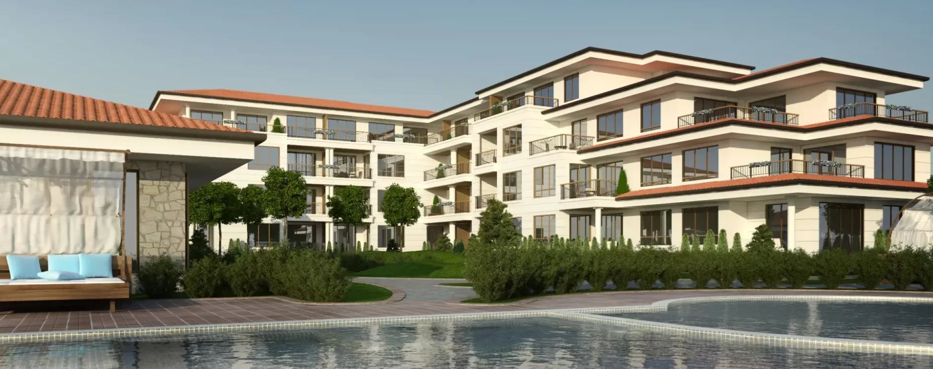 Przestronny apartament z dwiema sypialniami i panoramą morza w nowym kompleksie – spokój w otoczeniu natury