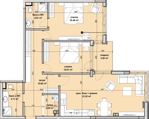 Przestronne mieszkanie z 2 sypialniami i panoramiczną loggią w nowym budynku w dzielnicy Slaveykov, Burgas